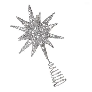 Decorazioni natalizie Stella dell'albero Topper Christmas8 Holiday Glitter Sparkle Point Filo dorato Ornamento della cima dell'albero Pentagramma Pendente natalizio