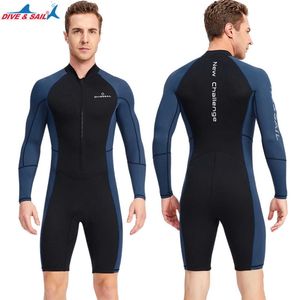 Wetsuits Drysuits Men's Keep Warm Wetsuits 15mm Neoprene Front Zip Long Sleeve Shorty Dive Skin Snorkeling SurfingCanoeing Swimming Triathlon J230505