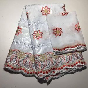 Ткань Африканская кружевная ткань Австрия Белый Базен Риш Гладкий 100% хлопок Материал 5 + 2 ярда Легкое вышитое сетчатое кружево для шитья платья