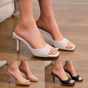 Solid Elegant Leather Summer Ladies Sandals 514 Fashion Color Square Head Fine Heel Outside Wear Non Slip Heels For Women Dress S 924 S