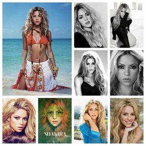 Stitch Latin Rock Singer Shakira Diamond Målning Porträtt Custom Full Sqaure Round Borrs Mosaic Cross Stitch Gift Girls Room Decor