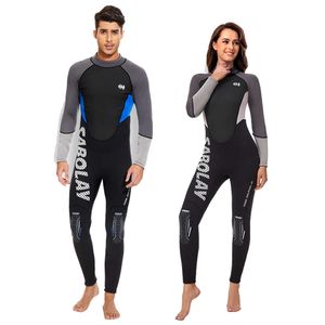 Wetsuits Drysuits New 3mm Neoprene Diving Suit Men's One Piece Long Sleeve Diving Surfing Sufing Women's Printed Badkläder Solskyddsmedel Dykning 2023 J230505