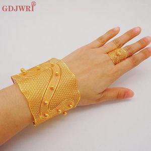Bangle Fine Gold Color Bangles Ring Ring Dubai Bride Wedding Party Bracelet Jewelry Gifts