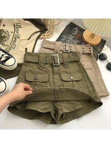 Spódnice Koreańska moda Y2K w stylu streetwearu mini mini spódnica 2023 Spring Women S Big Pocket Cargo Shorts Culotte Lady 230505
