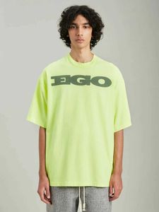 Designer de roupas de moda camisetas palmas novo verde fluorescente ego carta impressão manga curta solto masculino feminino tendência marca camiseta casual streetwear tops anjos