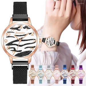 Wristwatches 100pcs/Lot Arrival Women Watch Glittery Dial Unique Wristwatch Fashion Arabic Numerals Watches Leisure Ladies Clock Relogio