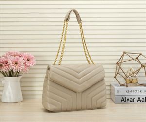 Högkvalitativ kvinna axelväska designer purses äkta läder handväska guldkedja crossbody väskor mjuk läder brev messenger kvinnor gm storlek mode y väska