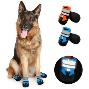 Boots 4pcs Dog Shoes for Large Dogs Waterproof Pet Snow Boot Reflective Winter Dogs Shoes Socks Pet Footwear Nonslip for Pitbull