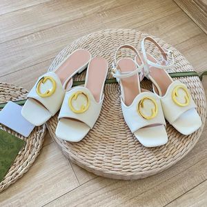 Summer new womens sandals designer high-end leather soft luxury low heel non-slip slippers official website synchronous G letter