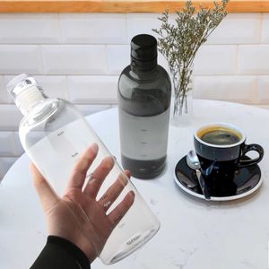 water bottle 500  750ml PC Plastic Water Bottle with Time Marker Creative Large Capacity Leakproof Drink Bottle Gym Sport Water Bottles P230324 good