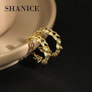 Studörhängen Shanice Authentic 925 Sterling Silver Leaf Shape Circle Amazing Price Gold Small Earring For Women Fashion Jewelry Round
