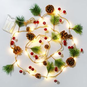 Party Favor 1.8/2M 20LED Pinecones Red Fruit LED Copper Wire Lights Christmas Decoration Year Decor Rattan String Light