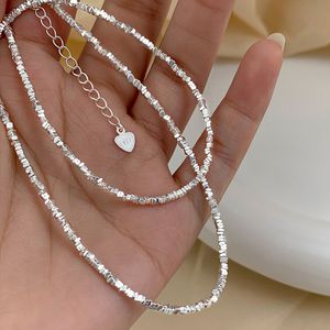 Autentisk 925 Sterling Silver Oregelbunden skärande chokerhalsband för kvinnor Bröllopsfestgåvor Enkelt uttalande halsband