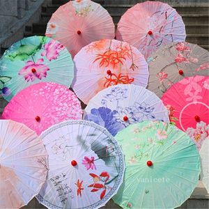 Sunscreen Decorative Umbrella Oil Paper Umbrellas Silk Fabric Printed Umbrella Ceiling Umbrella Dance Umbrellas Lamp Ancient Style Umbrella LT389