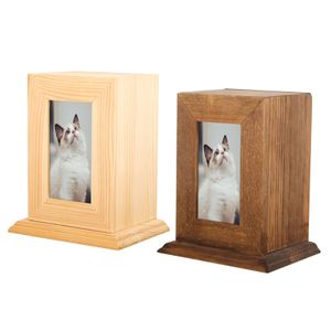 Products Wood Pet Cremation Urn Ash Urns for Dogs Cinerary Casket Memorial Keepsake Photo Frame Remembrance Funeral Accessories