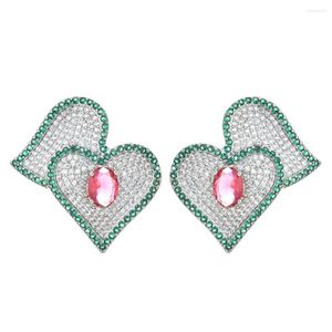 Stud-oorbellen Zuidoost-Aziatische mode temperament hartvormige micro zirkoon vrouwen/meisjes trouwfeest live sieraden