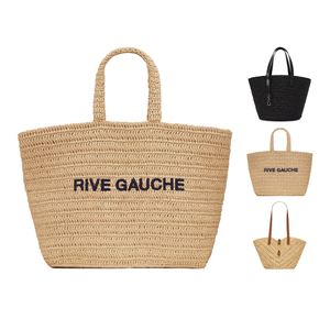 أعلى مقبض Rive Gauche Beach حقيبة حمل كبيرة سعة كبيرة مصممة الفاخرة الأكياس Hobo Men Straw Weave Clutch Handbag Lading Lady Travel Crossbody الكتف