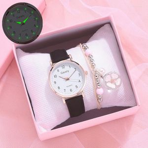 Wristwatches Luminous Women Watches Bracelet Simple Vintage Small Watch Leather Strap Casual Sport Clock Dress Relogio Mujer