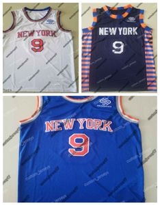 Homens New York''Knicks''Men Jersey 9 Barrett High School R.J. Camisas de basquete universitário''NBA''City