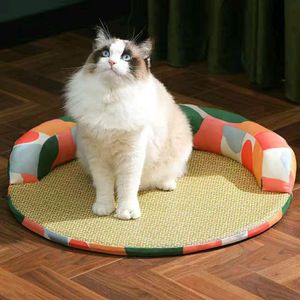 Mats 70 cm Summer Pet Cooling Mat Sleeping Pad Multipurpose Cat Dog Rattan Mat Cool Cushion Pet Products Artiklar Cat Bed Supplies