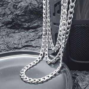 Кубинская цепочка звенья мужчина хип -хоп белый серебряный ожерелья Коречный подвеска ACC (аксессуар) Ювелирные украшения