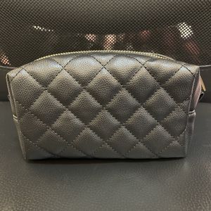 NUOVO inserto per borsa porta trucchi morbido diamante Custodia per cosmetici nera trapuntata classica