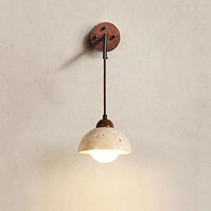 Wall Lamp Japanese Wabi Sabi Natural Stone Restaurant Bar Table LED Modern Home Warm Apartment Room Bedside Decorative Lights