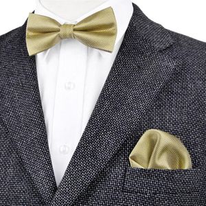 BF15 Solid verificado Gold Amarelo Mens Amarelo Pré-amarrado Tuxedo Bow Taque Bow