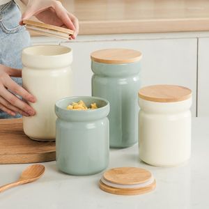 Storage Bottles 1100ml Creative Ceramic Sealed Jar Cylindrical Tea Can Home Candy Dried Fruit Coffee Bean Powder Decor