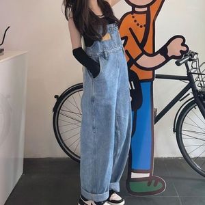 Kvinnors jeans Kvinnors vintage Blue Denim Suspender Jumpsuit Spring Autumn Holiday Outfits Birthday Party Clothing Long Pants Byxor