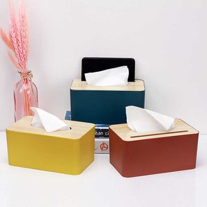 Tissue Boxes Napkins Napkin Boxes Holder paper box hold car tissue Boxs with Cover paper packaging storage decorative box Wooden bamboo Container Z0505