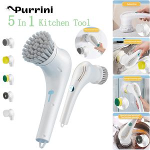 Cleaning Brushes 5 in 1 Multifunction Handheld Electric Brush for Shoes Dishwashing USB Rechargeable Water Proof Bathroom Kitchen Tool 230505