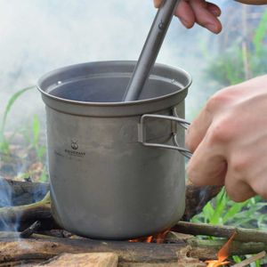 Camp Kitchen Multifunktions-Titan-Topf-Bratpfanne Ultraleichte, hochwertige Camping-Kochsets mit Klappgriff Picknick-Kocher für den Außenbereich P230506