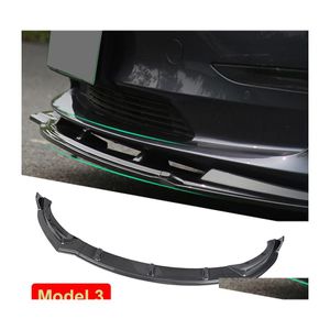 Other Auto Parts Car Sports Front Lip Bumper For Tesla Model 3 Body Kit Spoiler Splitter Abs Lower Diffuse Canard Protector Accessor Dheu4