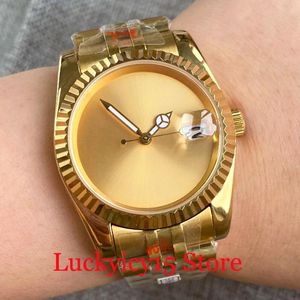 Orologi da polso 36MM / 39MM Giappone NH35 MIYOTA MINGZHU PT5000 Movimento Automatico Orologio da uomo Cassa in oro giallo Quadrante Sunburst Jubilee BraccialeWristwat