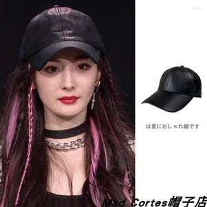 Berets Star With Leather Hat Children Autumn And Winter Tide Baseball Cap Net Red Fashion Face Small