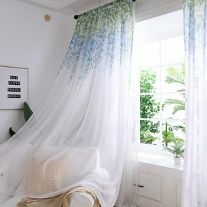 Curtain Wisteria Sheer Curtains For Living Room Window Embroidered Tulle Children Bedroom Blinds Draps 1 Panel Voile Valance