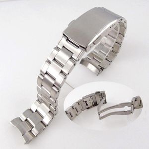 Watch Bands 20mm Width Bracelet Band Silver Metal Watchband With Folding Clasp Push Button For Men