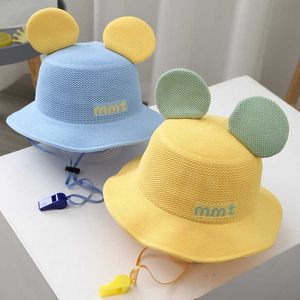 Sombreros de ala tacaño DoitBest 2022 Summer Girl Bucket Hats Big Mouse Ears Plegable Sol Protección Sol Capítulo Niño al aire libre Mesh Beach Fisherman Gat J230505