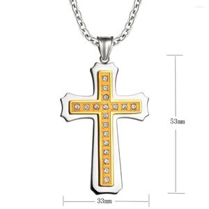 Cadeias Yaffil Latin Cross Charm Colar com Clear Zircon Mulheres pendentes de Oração Jóias Religião P9032