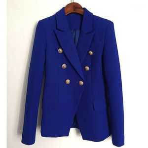 Women's Suits & Blazers 2023 Fashion Royal Blue For Women Catwalk Elegant Stylish Double Breasted Blazer Jacket Plus Size XXXXL