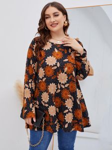 Shirt Women's Plus Size 4XL 5XL Tops For Women Autumn Winter Long Sleeve Blouse Floral Print Loose Oversized T Shirts Ladies Tunic