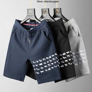 TB Zoo Embroidery Men's Shorts Trendy Split Pants Pure Cotton Fashion Brand Sports Casual Short Summer Couple