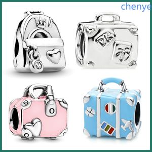 925 Silver Fit Pandora Charm Backpack, Handbag, Backpack, Three-dimensional Beaded Travel Themed Jewelry Bead Dangle Fashion Charms Set Pendant DIY Fine Beads Jewelry