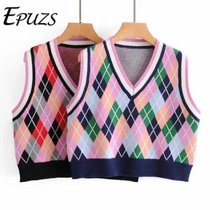 Damen Westen Süß Niedlich Argyle Strickpullover Mode Schlank Warm Elegant Rosa Weste Pullover Dame Lässig Lose Chic Top 2023