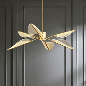 Modern Full Copper Pendant Lamps LED Acrylic PMMA Luxury Chandelier Pendant Lights Fixture American Art Deco Bedroom Dining Living Room Lamparas Luminaria Lustre