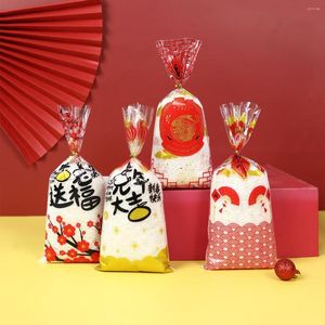 Gift Wrap 50Pcs Year Bags Candy Cookie Red Lantern FU Word Packaging Plastic Pouch Happy Decorations 2023