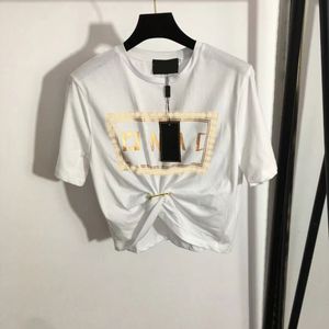 デザイナーTシャツファッションTシャツメンズ女性ハードウェアデコレーションの葉のレターシャツカジュアルジョーカーホワイトコットンショートスリーブタイドタイドブランドバケースシャツトップスティー