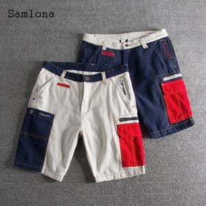 Мужские шорты Samlona Plus Size Men Fashion Leisure Shorts Summer Zipper Pocket Shorts Мужские лоскутные швоки короткие брюки Homme Streetwear 230506