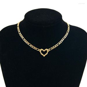 Подвесные ожерелья моды фигаро цепь ожерелье сердца для женщин золотой цвет из нержавеющей стали украшения подарки